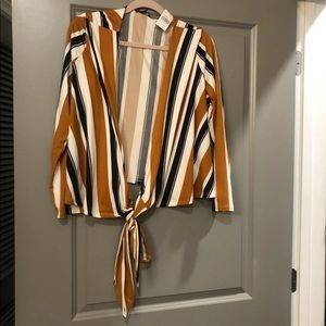 Mustard Stripped Wrap Shirt